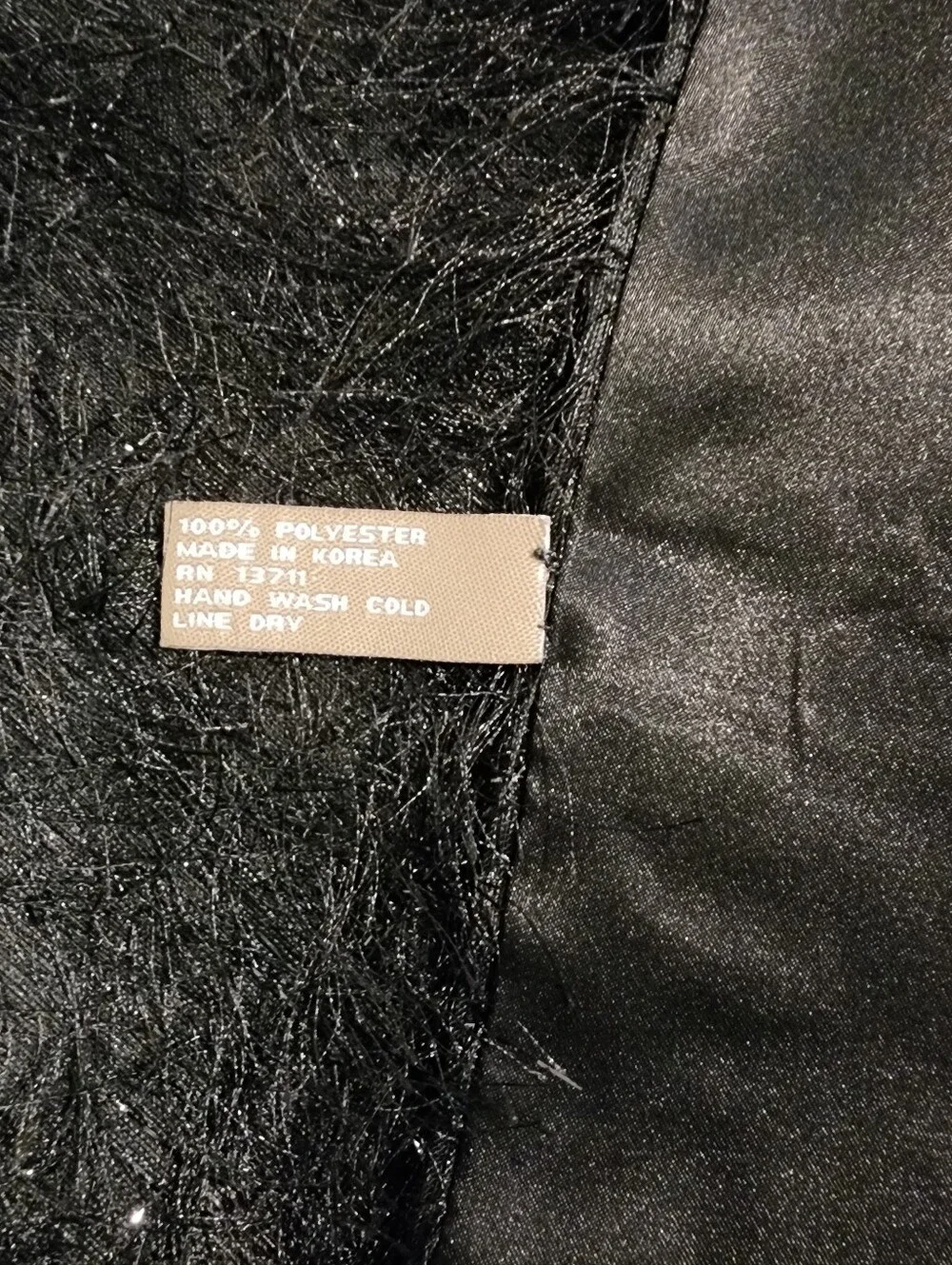 Valerie Stevens Black Fuzzy Wrap Scarf Shawl